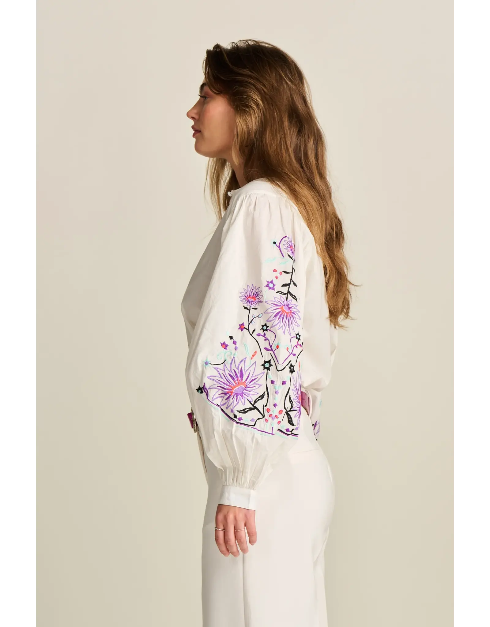 Pom Amsterdam Blouse Embroidery - Purple