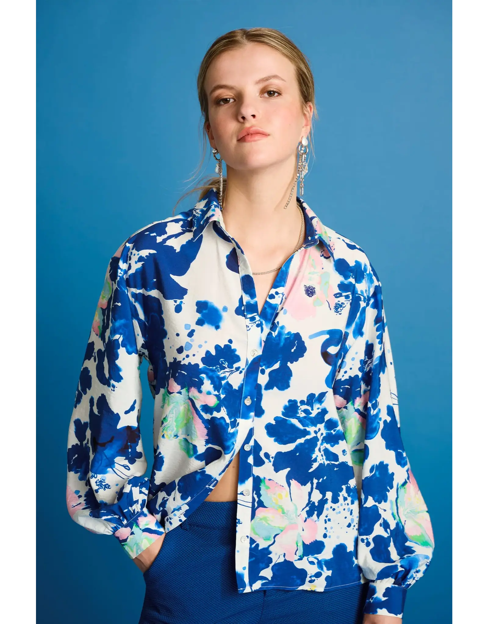 Pom Amsterdam Blouse Violet - Crane Birds Blue