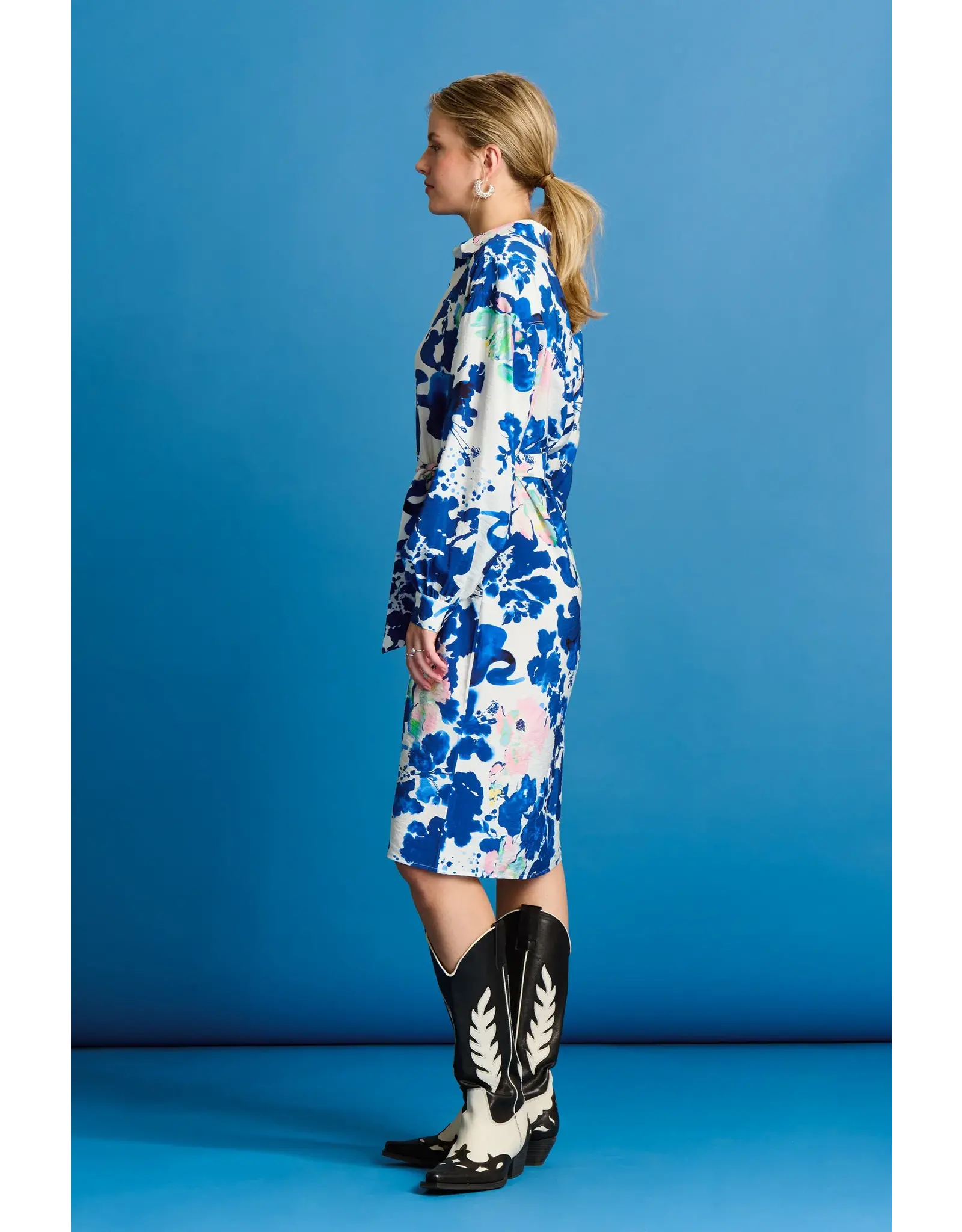 Pom Amsterdam Dress - Crane Birds Blue