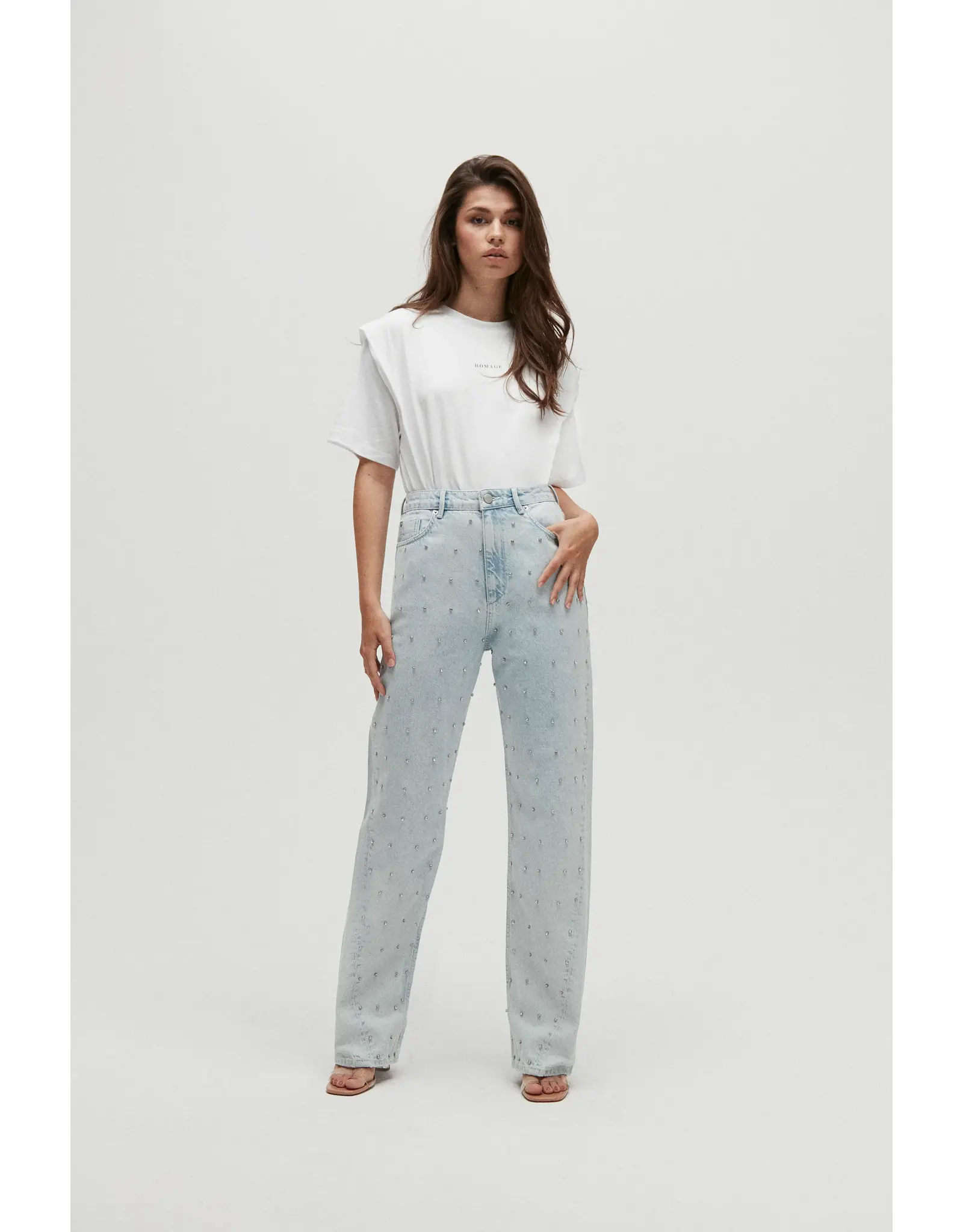 Homage Wide leg jeans with strass