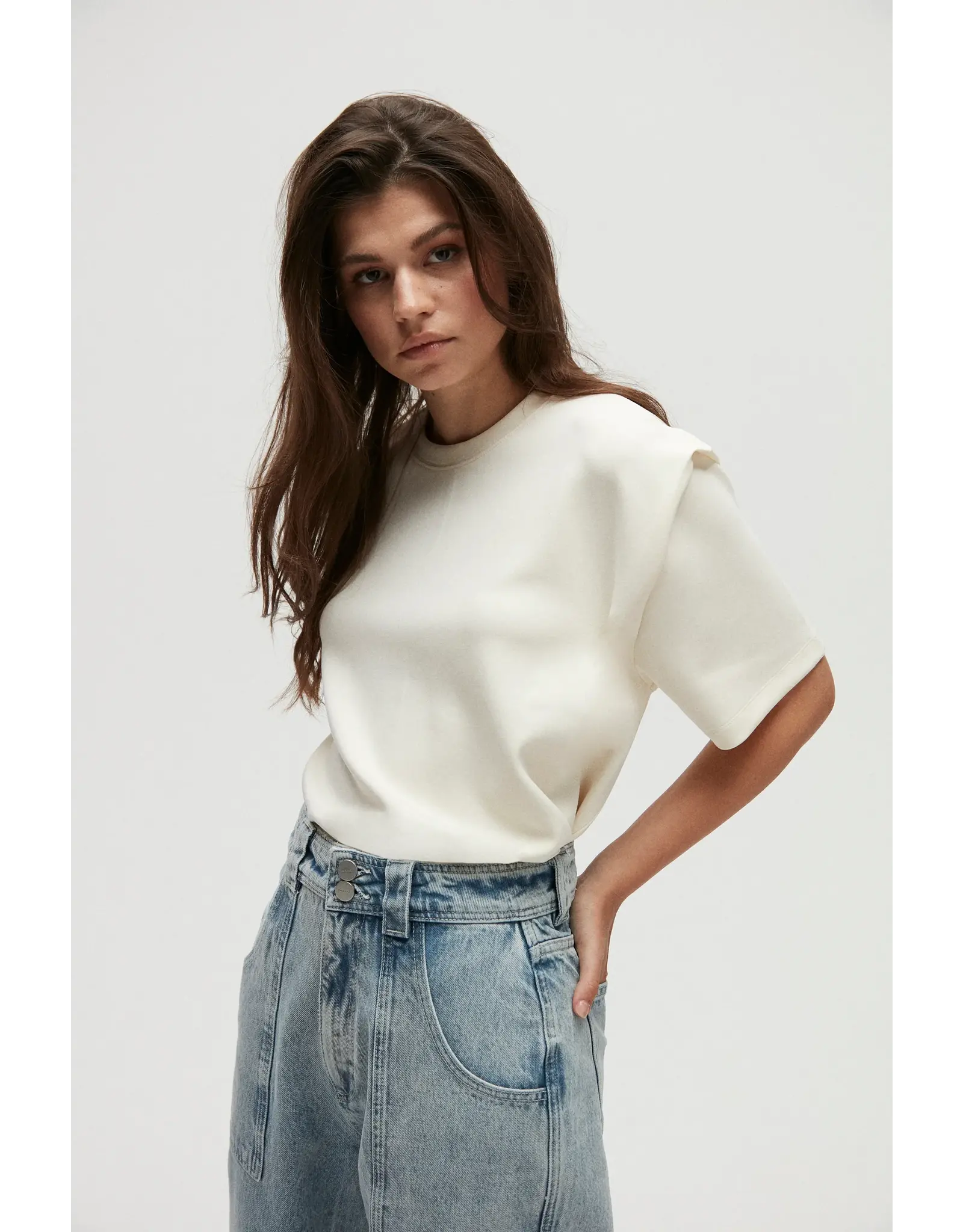 Homage Top with Shoulder Detail - Soft Cream