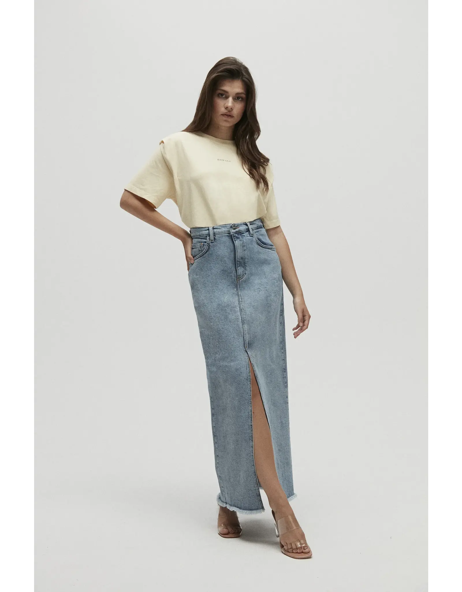 Homage Long Denim Skirt - Mid Vintage