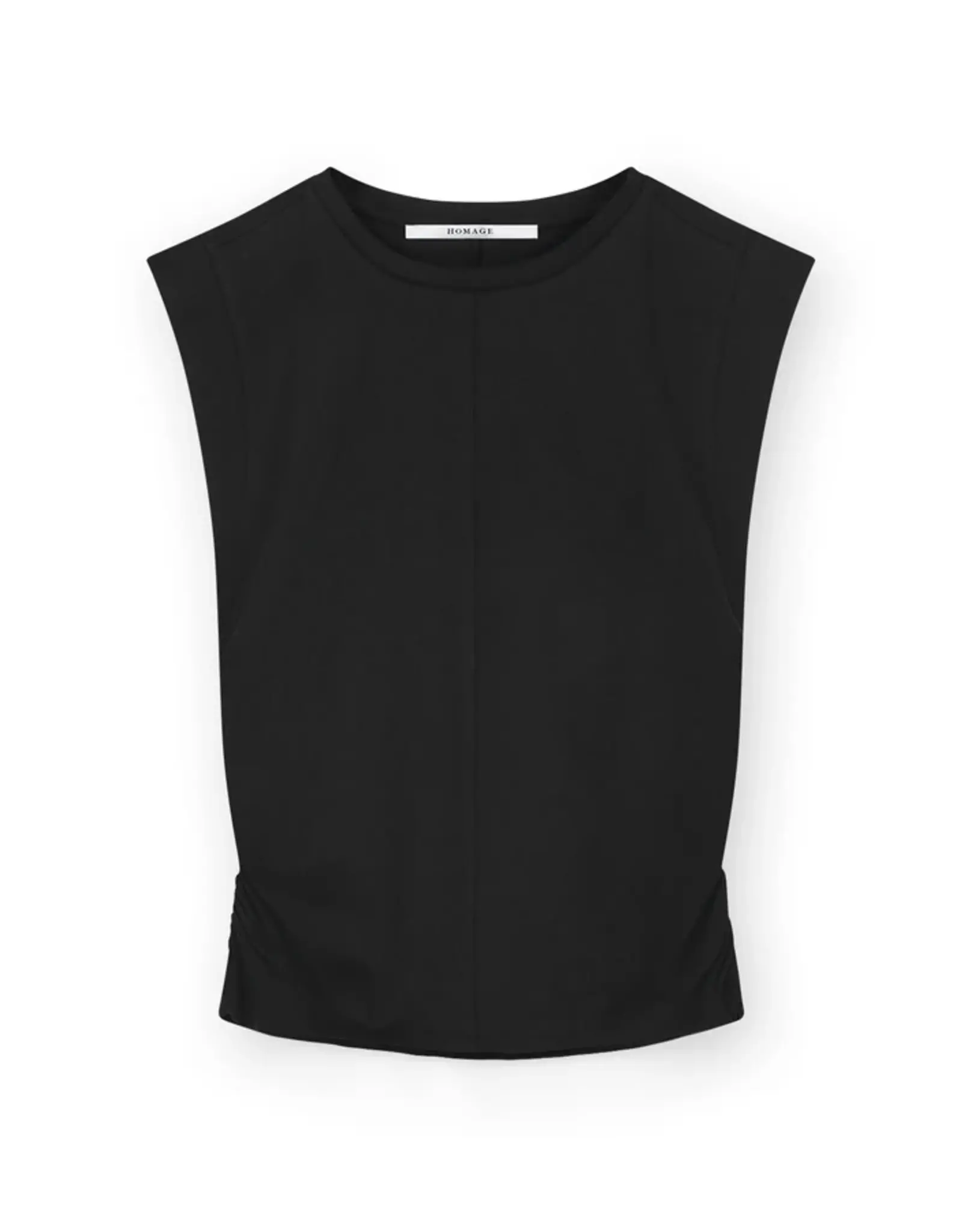 Homage Sleeveless Top With Gathering - Black