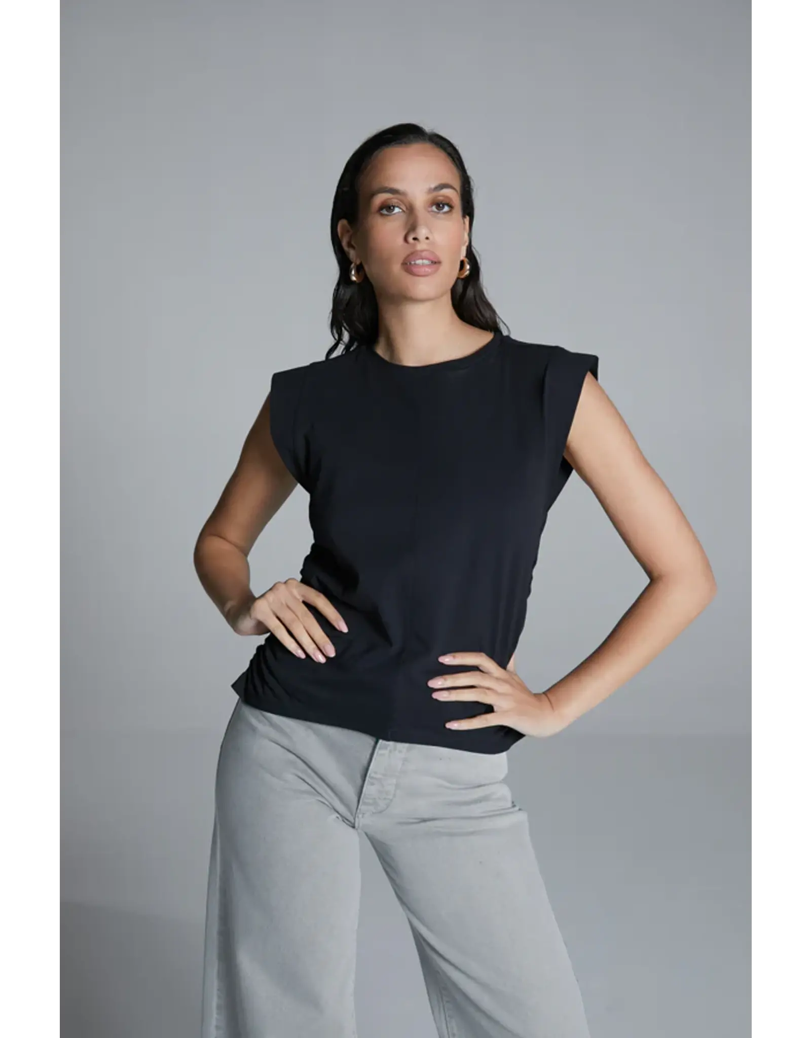 Homage Sleeveless Top With Gathering - Black