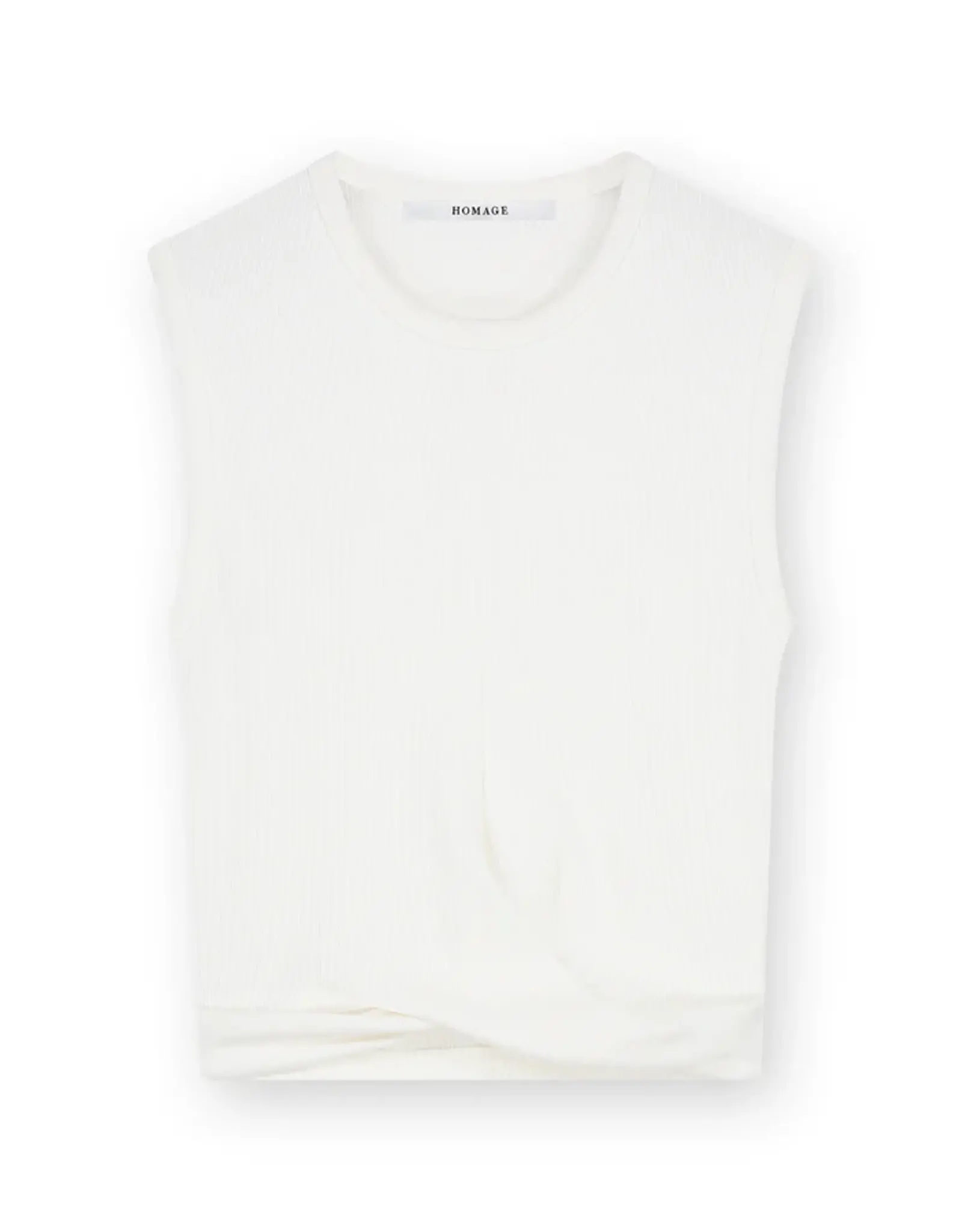 Homage Rib Cropped Top With Knot - Off White