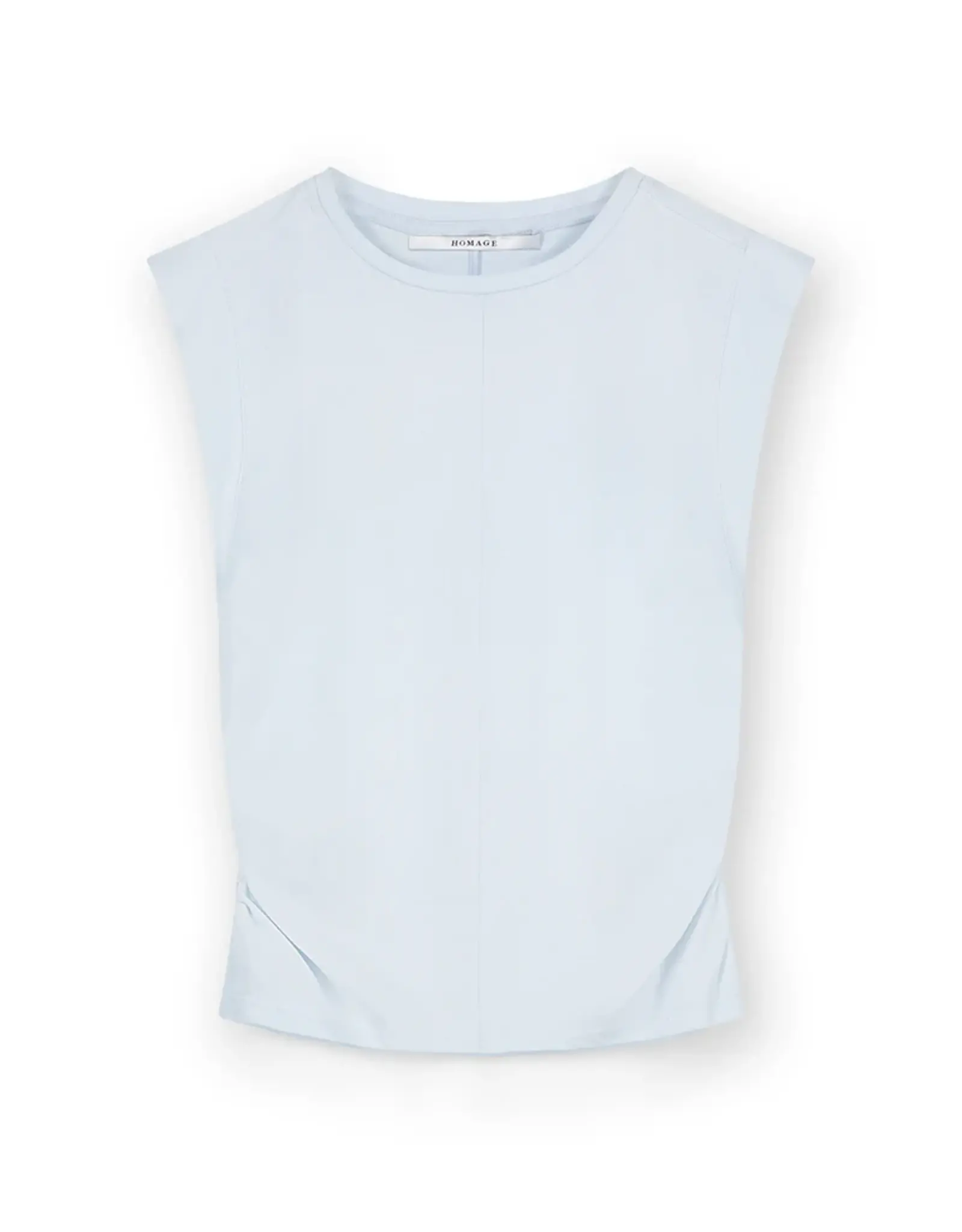 Homage Sleeveless Top With Gathering - Light Blue