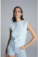 Homage Sleeveless Top With Gathering - Light Blue