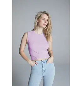 Homage Rib Cropped Top With Knot - Lilac