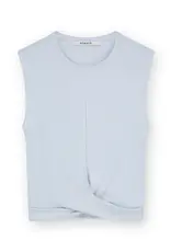 Homage Rib Cropped Top With Knot - Light blue