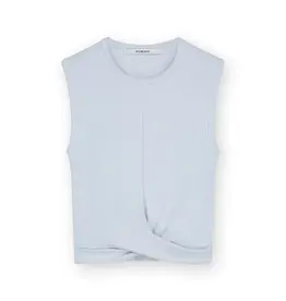 Homage Rib Cropped Top With Knot - Light blue
