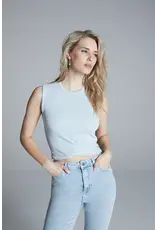 Homage Rib Cropped Top With Knot - Light blue