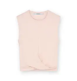 Homage Rib Cropped Top With Knot - Light Pink