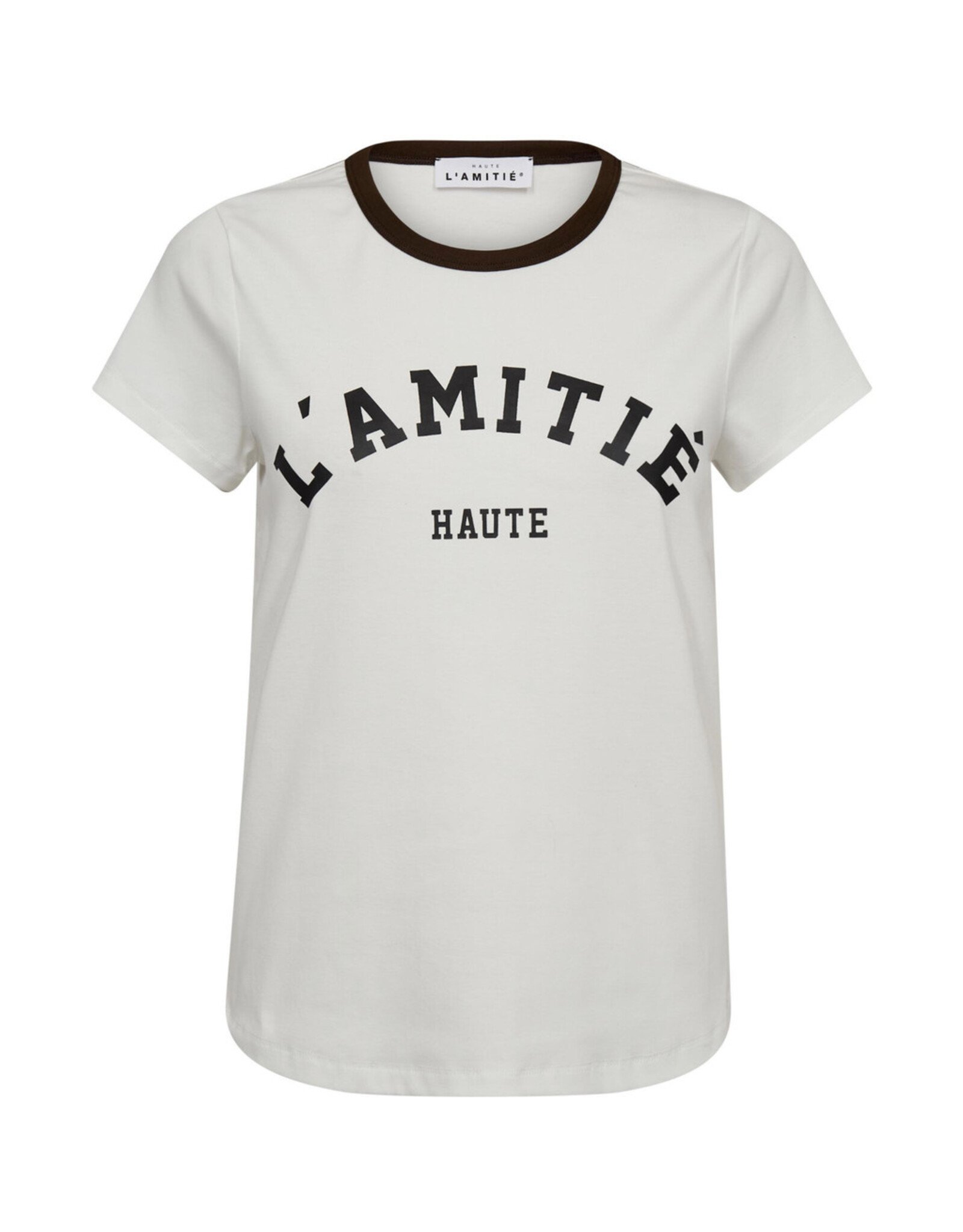 Haute L'amitié Neckline Logo Tee - Off-white/Mocca