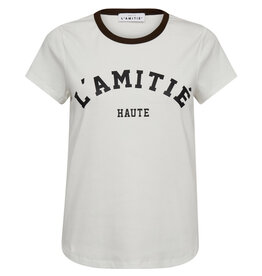 Haute L'amitié Neckline Logo Tee - Off-white/Mocca
