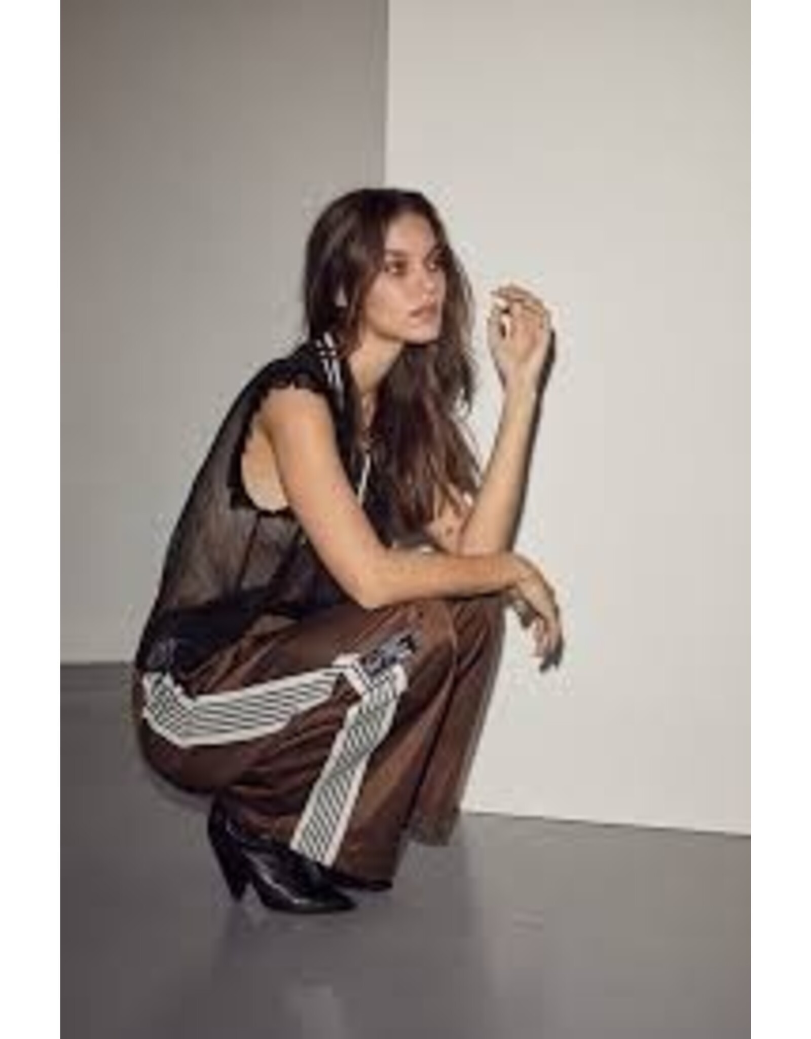 Haute L'amitié Baggy Track Tall Pants - Mocca