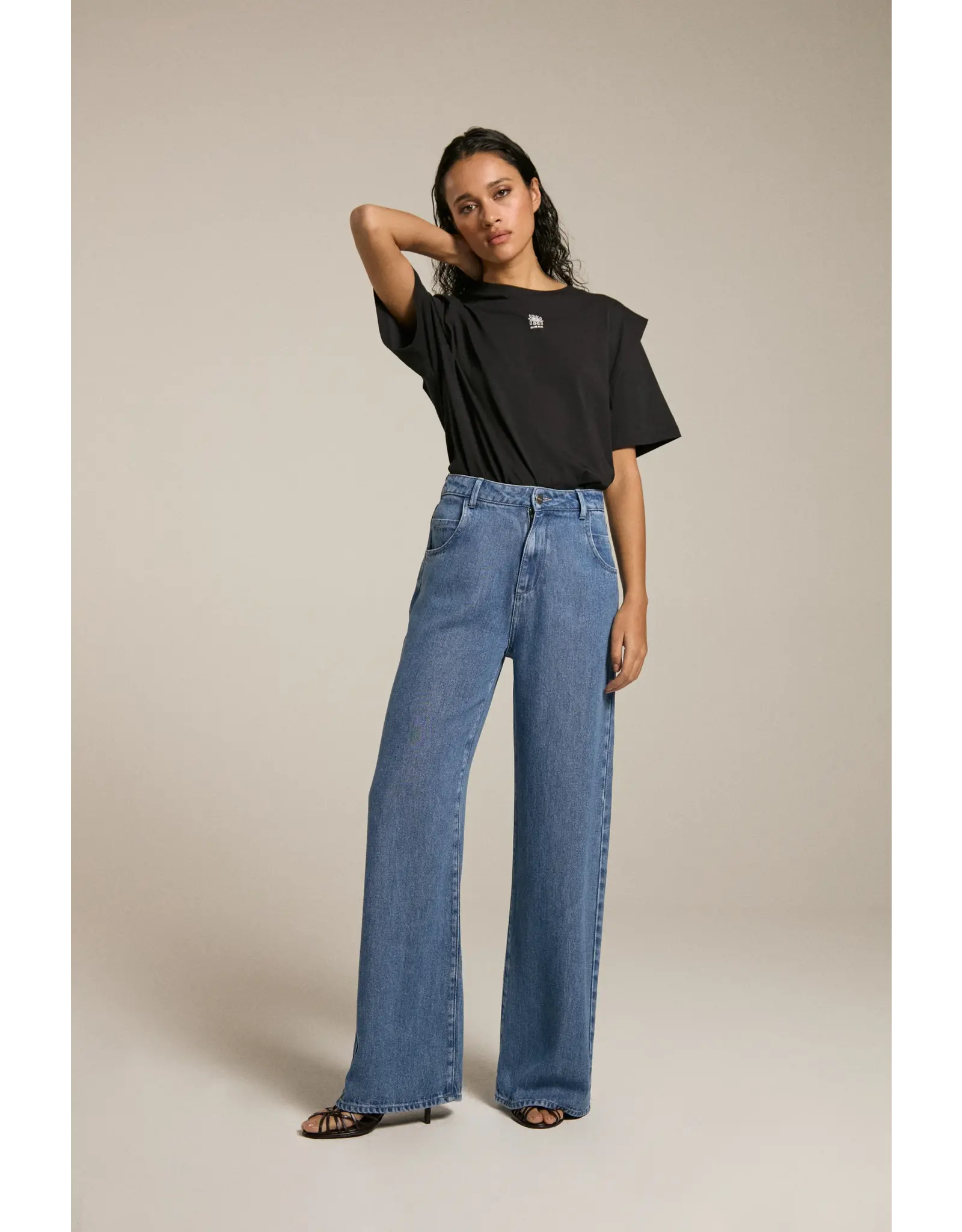 Homage Flowy Palazzo Jeans - Dark Wash