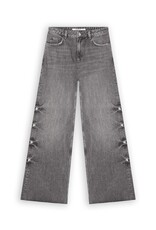 Homage Mid Waist Wide Leg Jeans With Big Studs - Vintage Grey