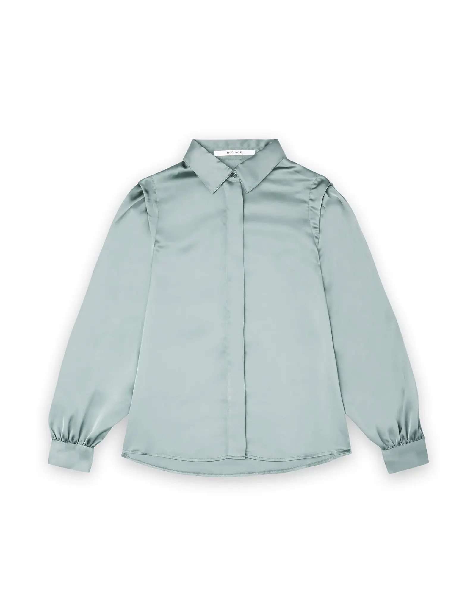Homage Blouse With Shoulder Detail - Ice Green