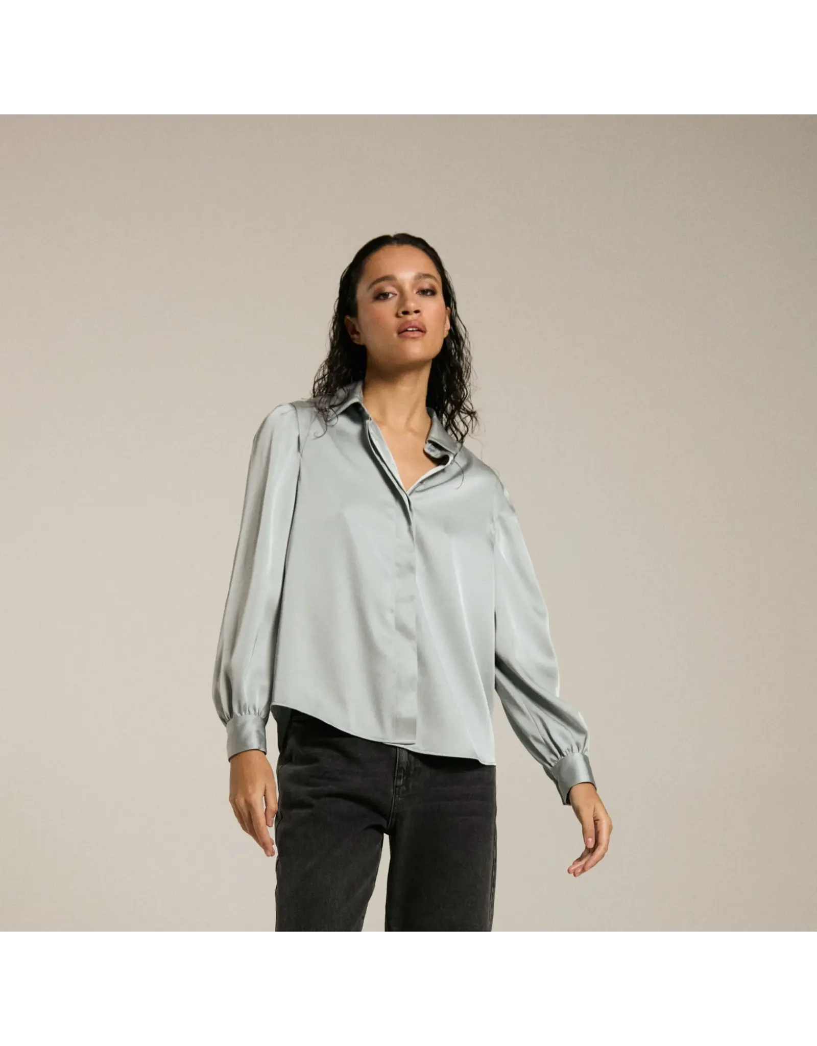 Homage Blouse With Shoulder Detail - Ice Green