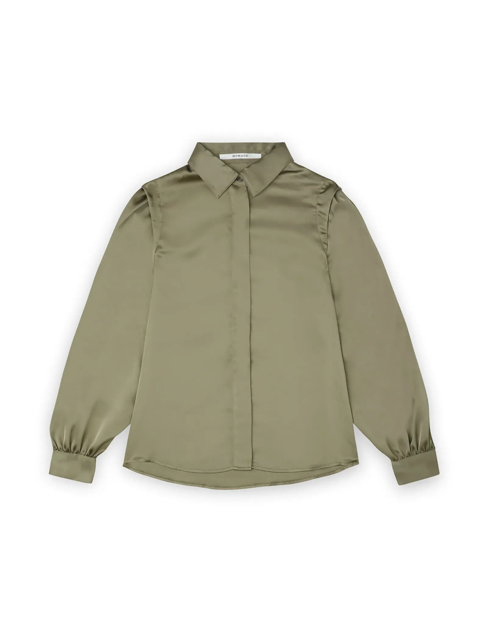 Homage Blouse With Shoulder Detail - Army Green