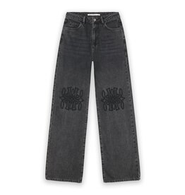 Homage Straight Leg Jeans With Knee Detail - Authentic Black