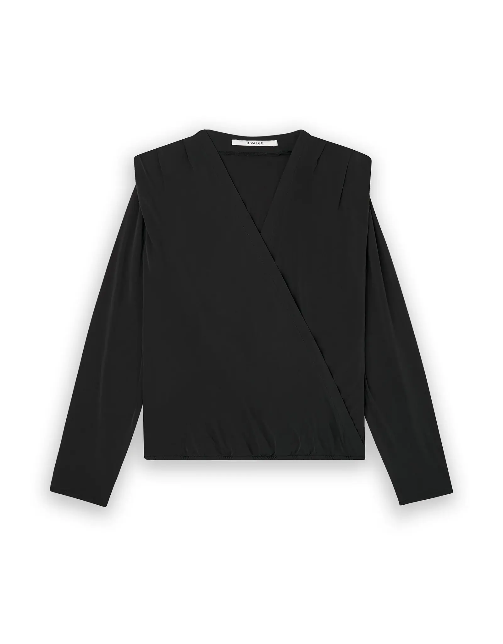 Homage Cross Over Top With Shoulder Pads - Black
