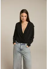 Homage Cross Over Top With Shoulder Pads - Black