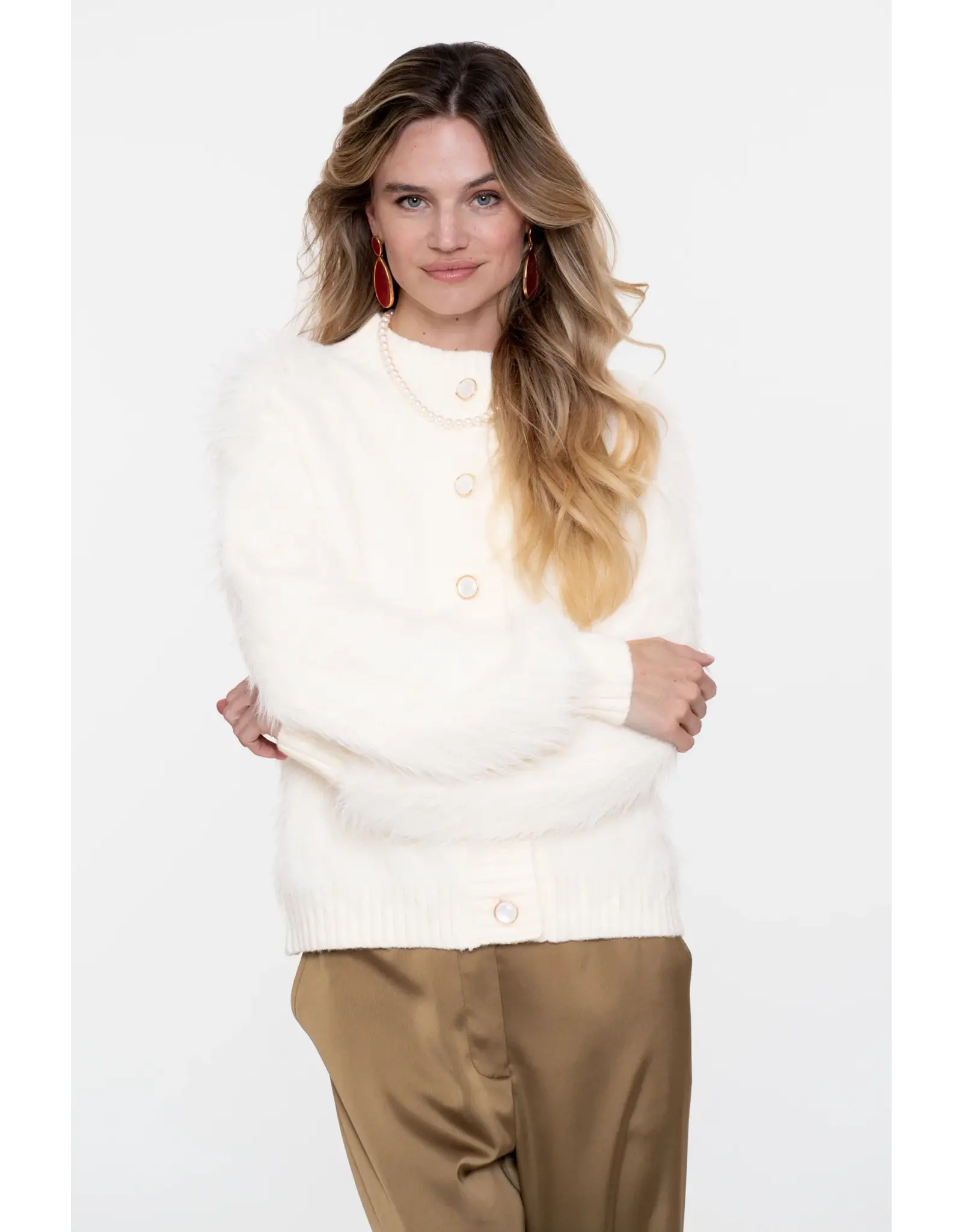 Geisha Cardigan Furry - Off-White