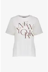 Geisha T-Shirt 'New York' - Off-White/Coffee
