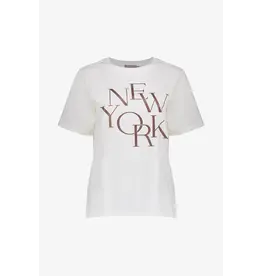 Geisha T-Shirt 'New York' - Off-White/Coffee