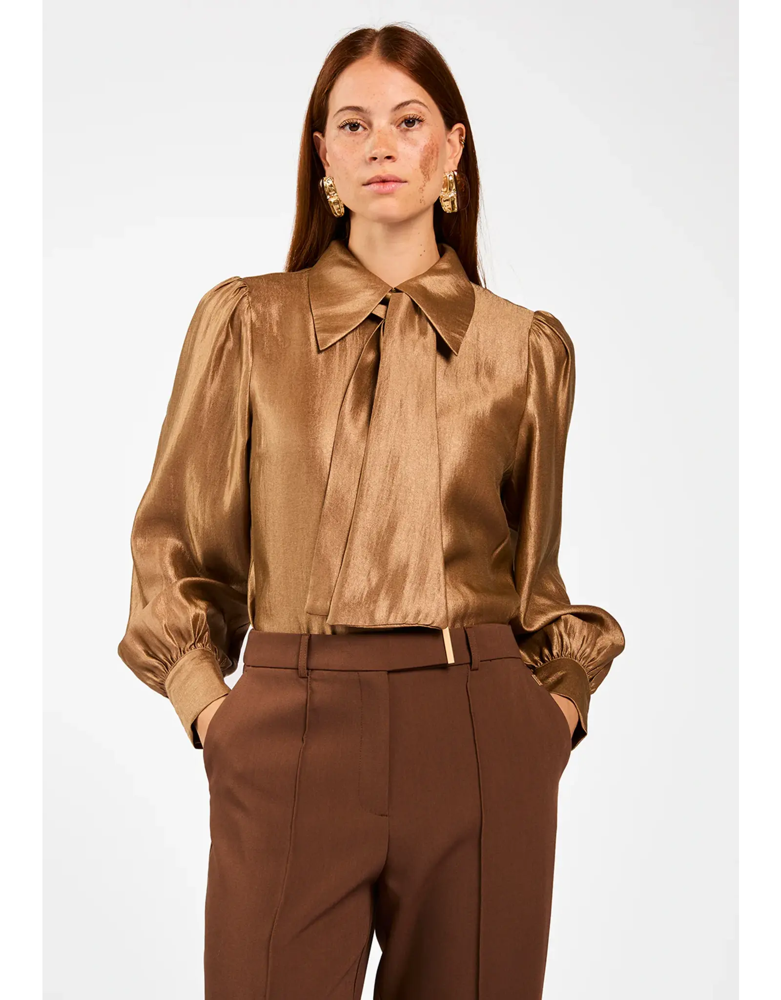Aaiko Veronne Blouse - Bison Brown