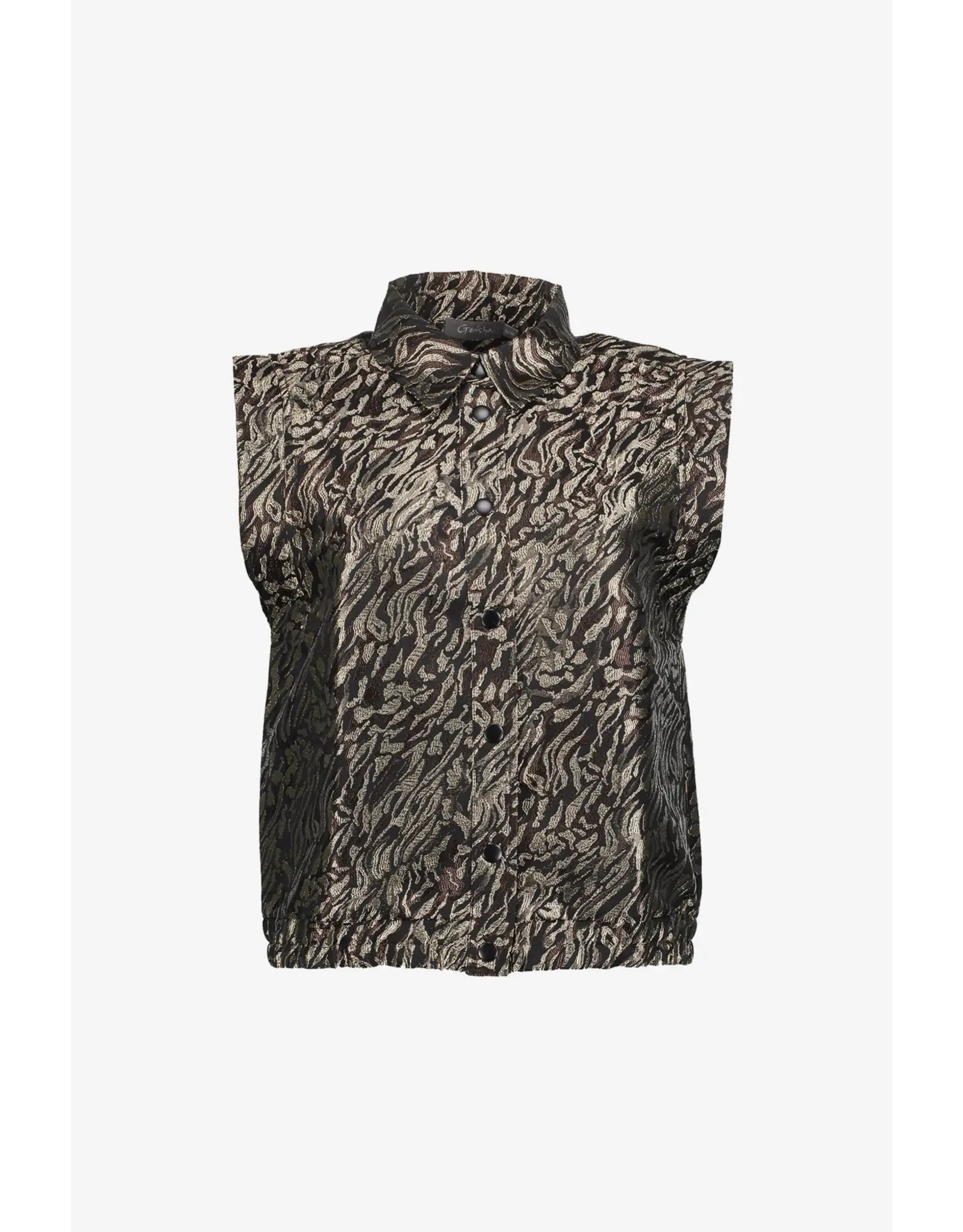 Geisha Gilet Animal Print - Black/Brown