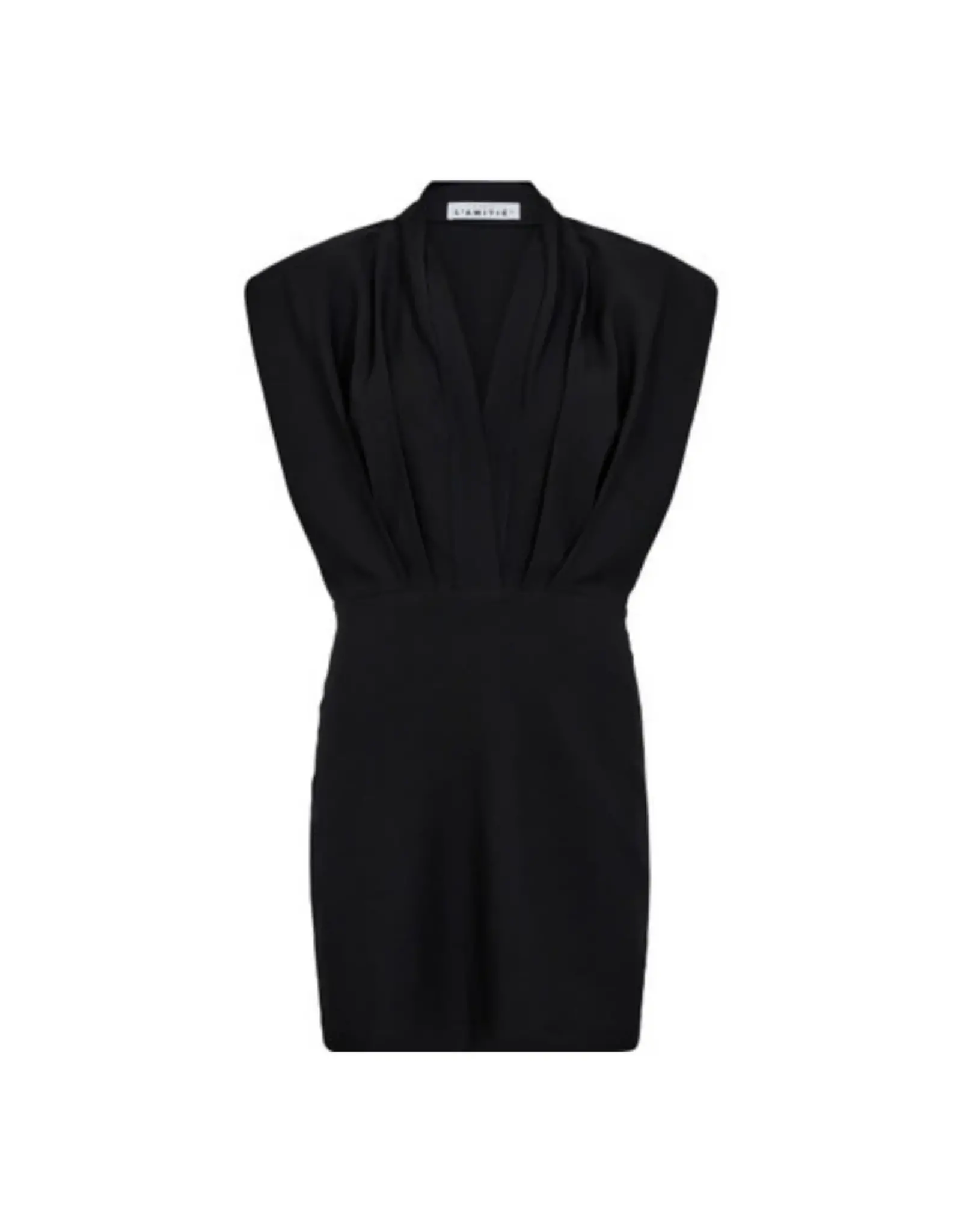 Haute L'amitié L'Elegance Crop Drape Dress - Black