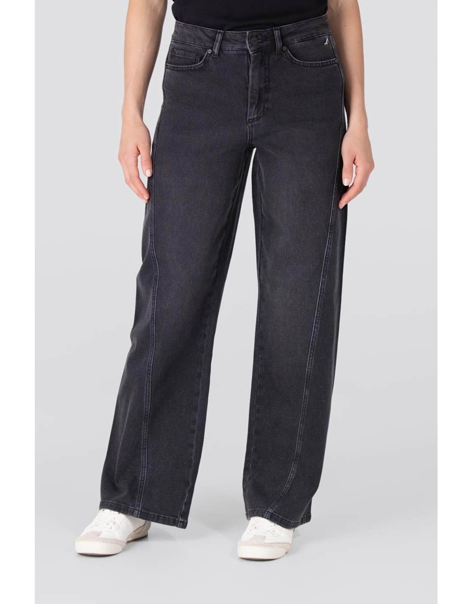Jansen Evy Jeans Wide Leg - Antraciet denim silver glitter