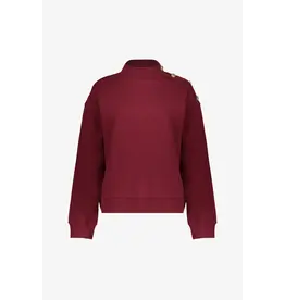 Geisha Sweater With Buttons At Shoulder - Burgundy