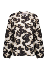 Geisha Blouse Flowers - Wool White/Black