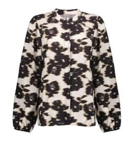 Geisha Blouse Flowers - Wool White/Black