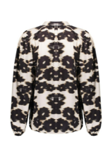 Geisha Blouse Flowers - Wool White/Black