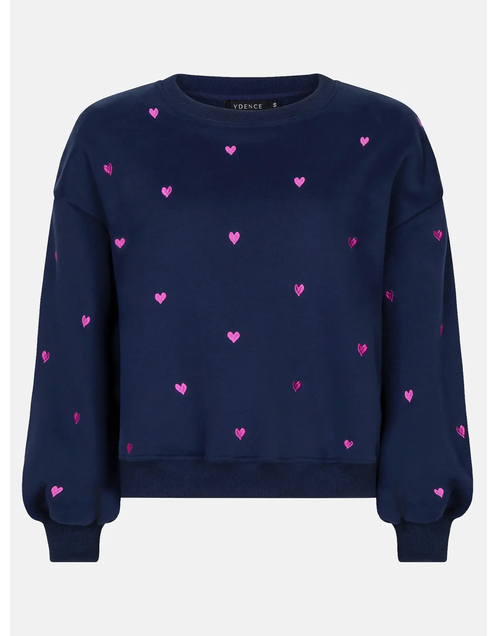 Ydence Sweater Hearts - Navy/Fuchsia Purple