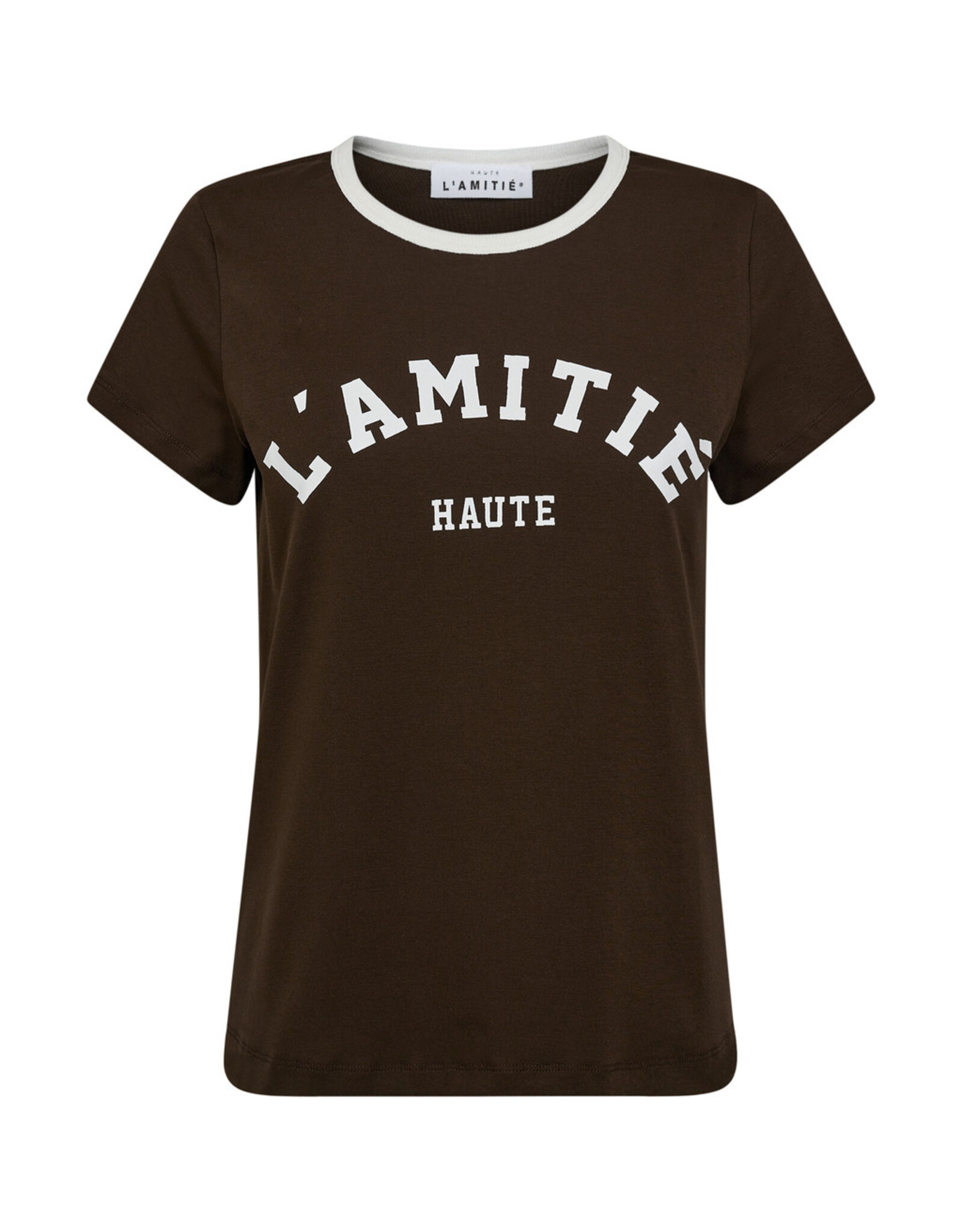 Haute L'amitié Neckline logo tee - Mocca