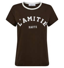 Haute L'amitié Neckline logo tee - Mocca