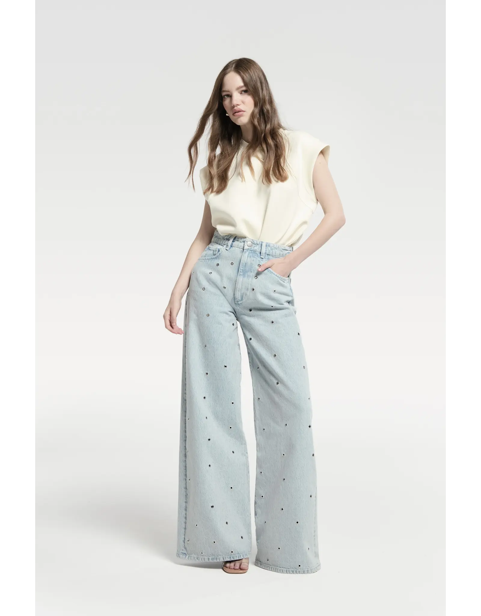 Homage Palazzo Jeans with eyelets - Vintage Blue