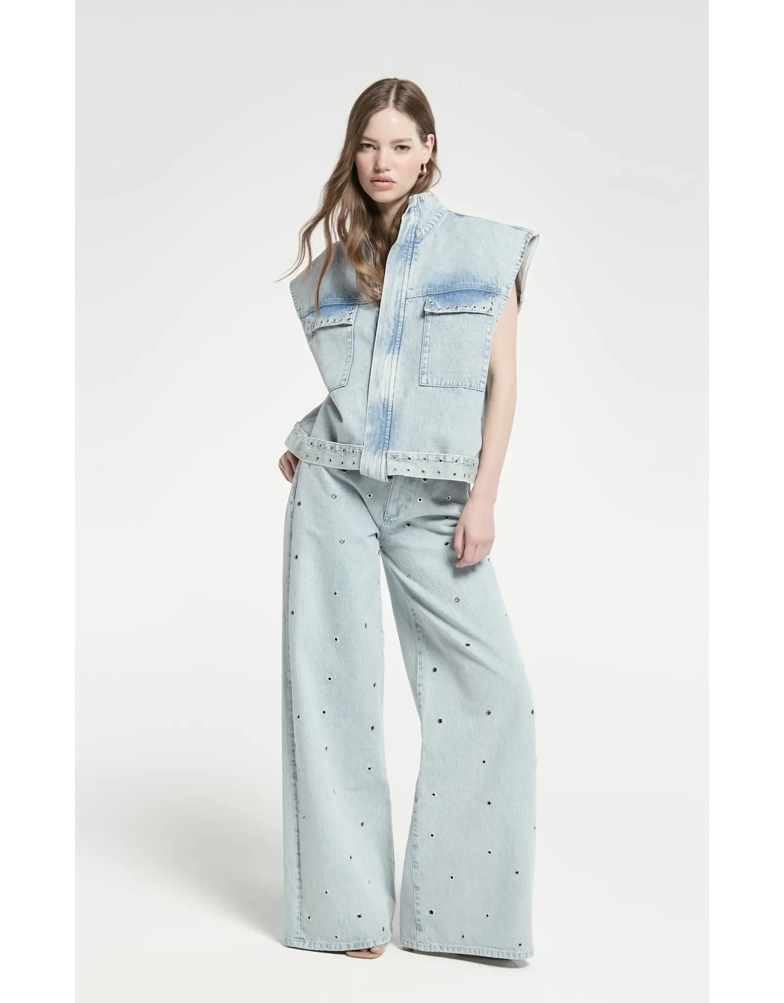 Homage Palazzo Jeans with eyelets - Vintage Blue