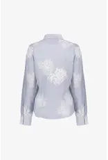 Geisha Blouse embroidered flowers - blue/white