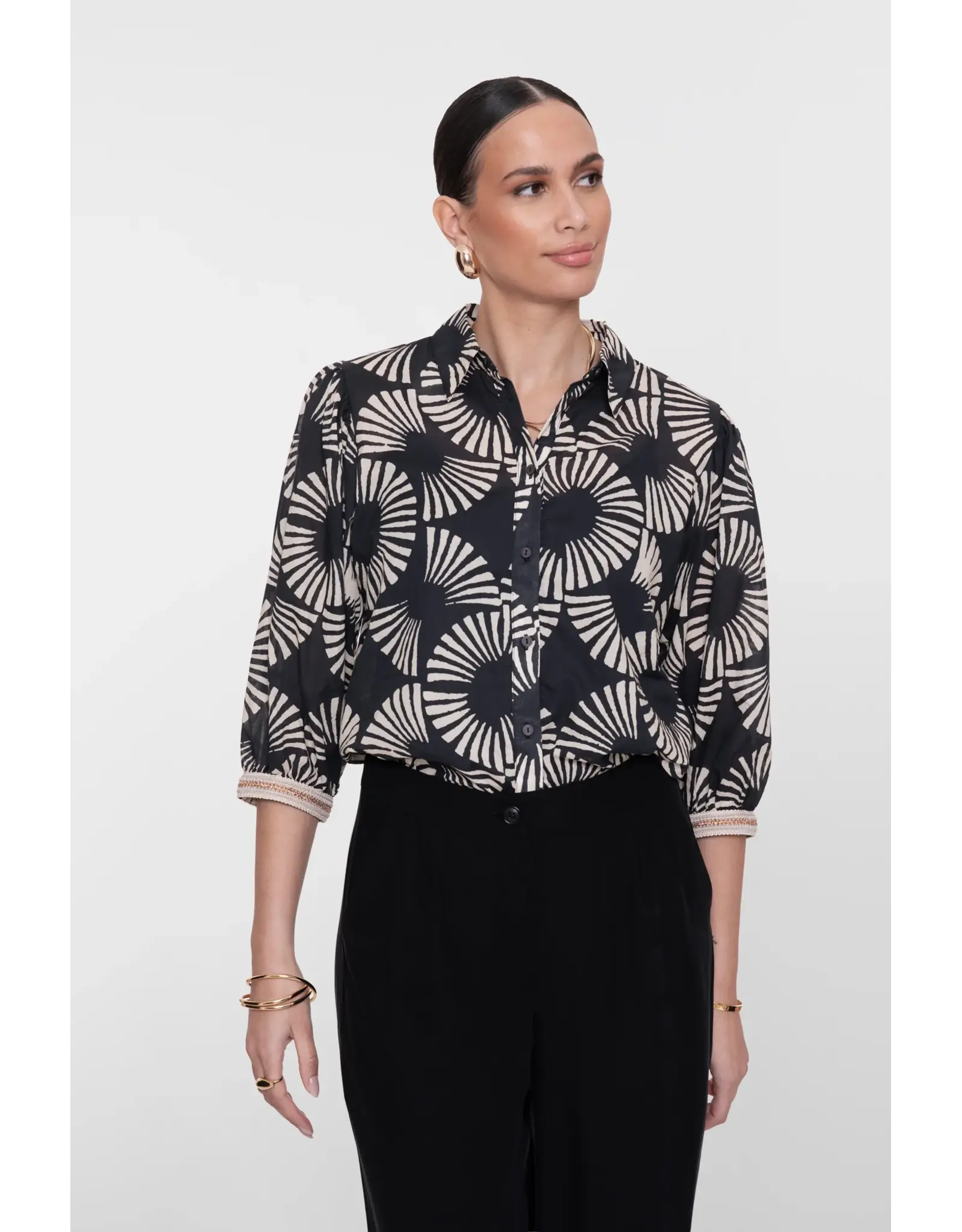 Geisha Blouse 63208 - Black/Ecru