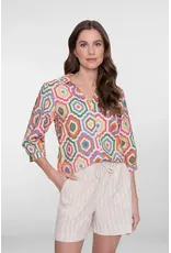 Geisha Blouse 63280 - Ecru/tabacco/pink