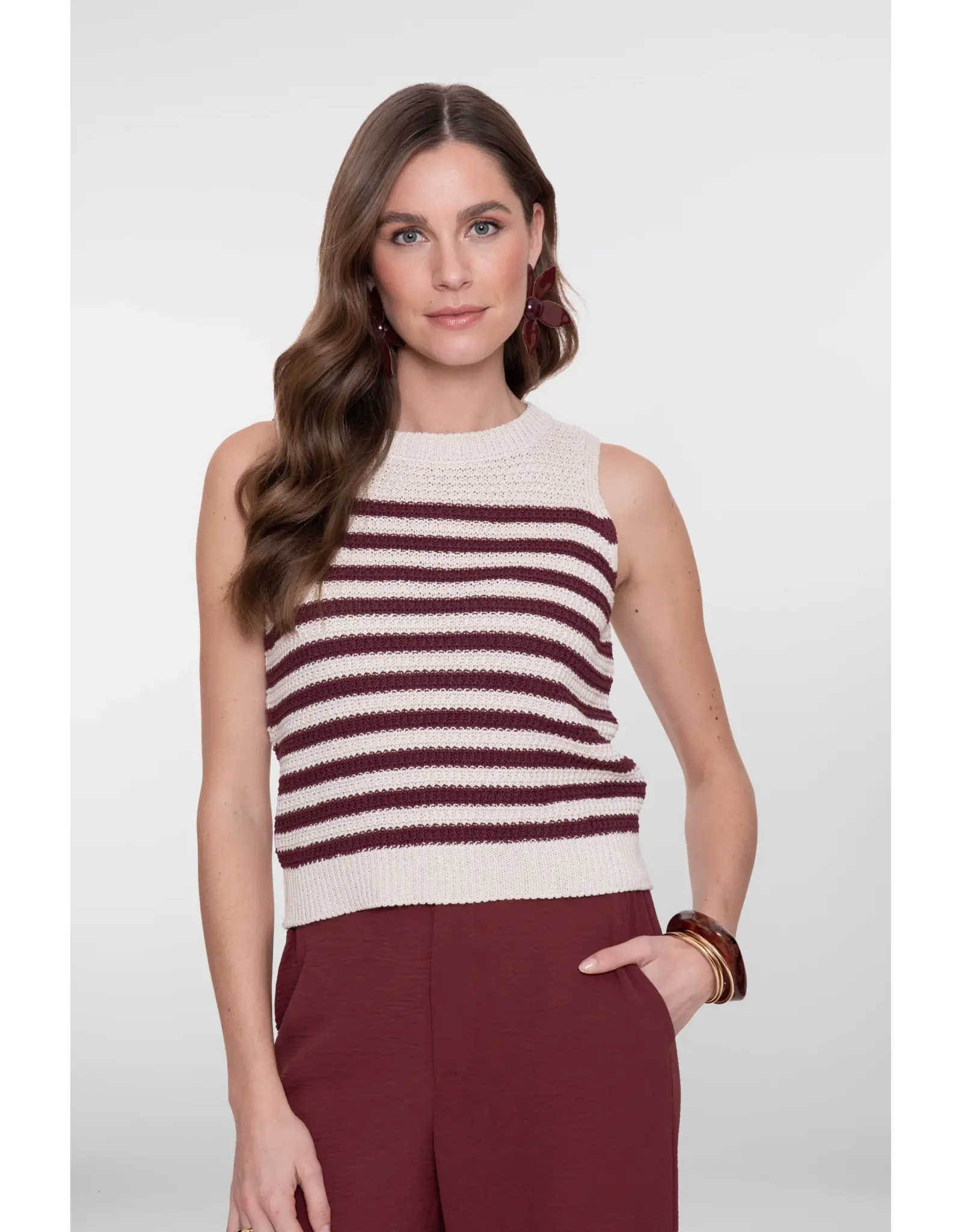 Geisha Spencer Striped - Offwhite/Cherry