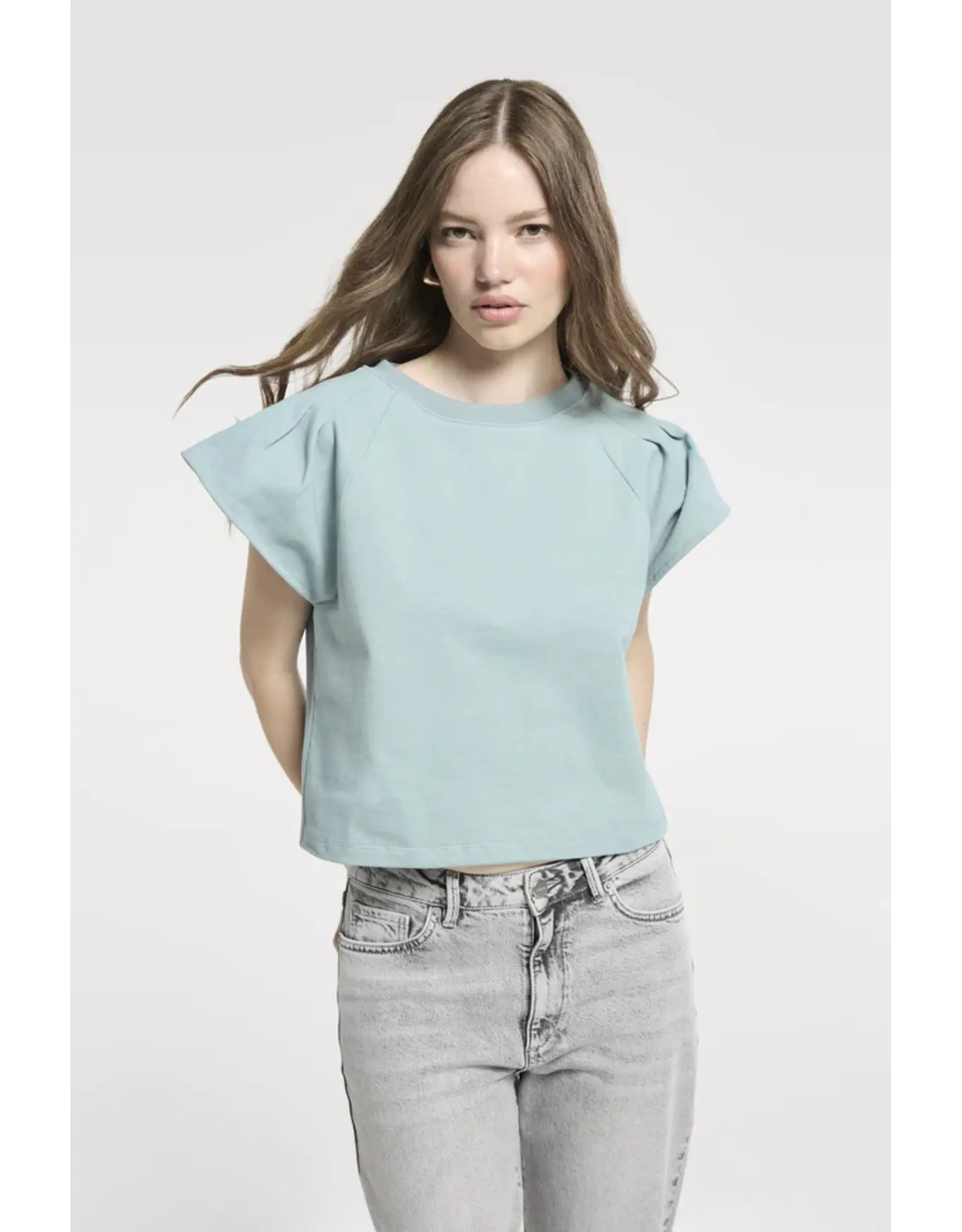 Homage Top with wide shoulders - Sea Blue