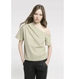 Homage Offshoulder top with pleats - Pistachino