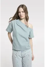 Homage Offshoulder top with pleats - Sea Blue